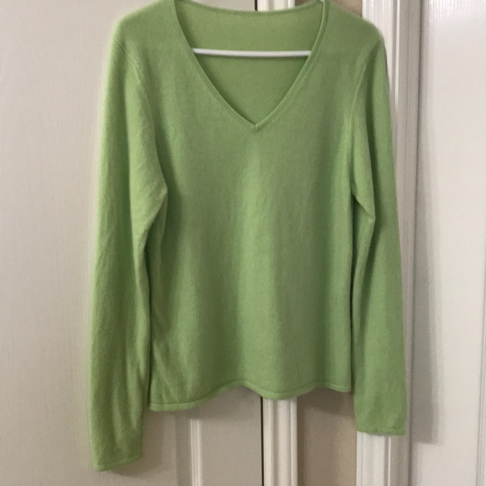 100% cashmere v-neck sweater.